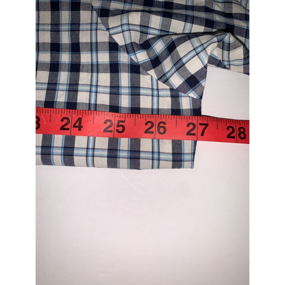 Wrangler Mens XL Short Sleeve Button Down Shirt Blue White Plaid Wrinkle Resist - Picture 7 of 11